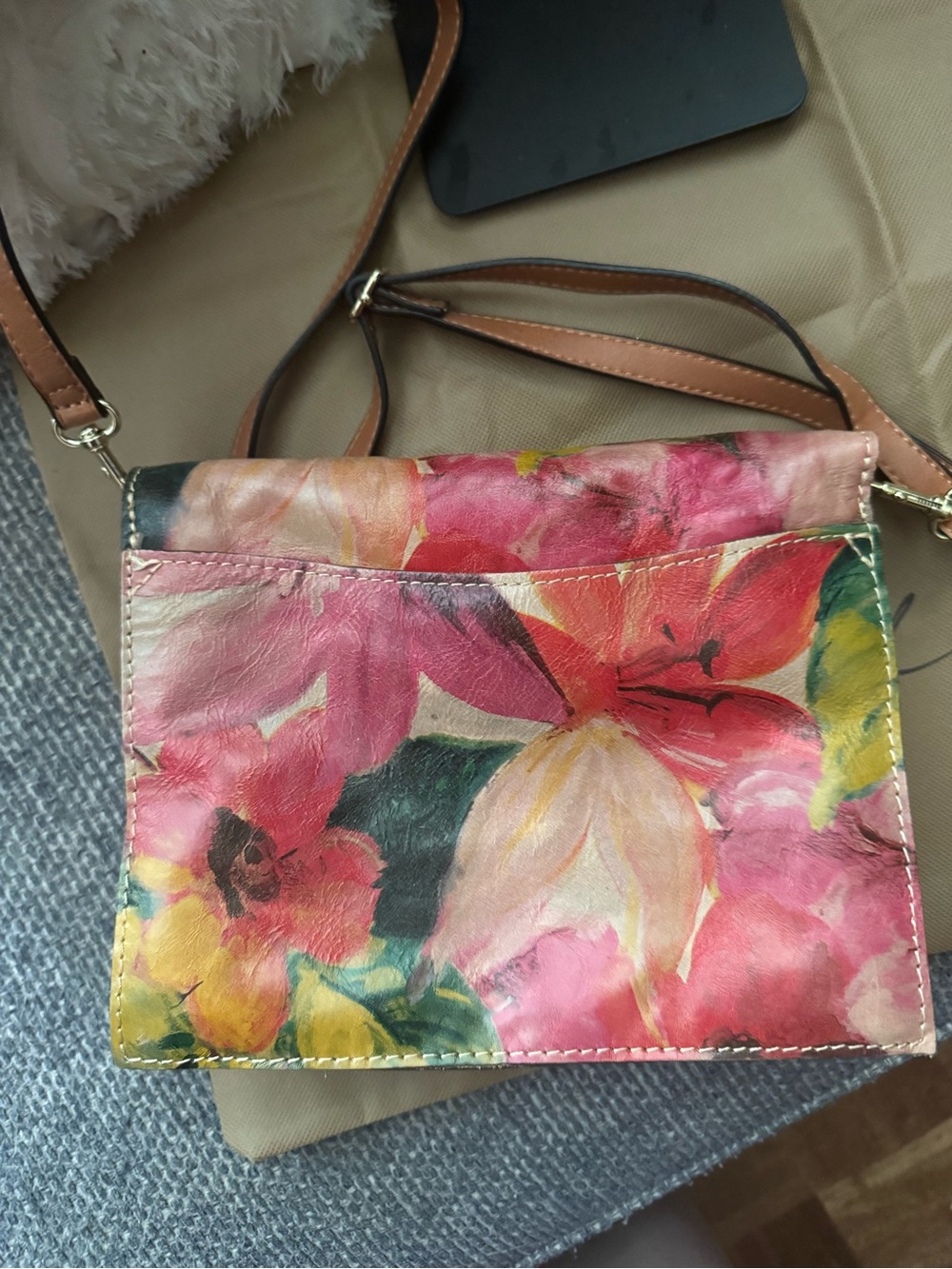 Vintage Patricia Nash Van Sannio Tri Spring Multi Floral Italian Leather Bag - Picture 9 of 12